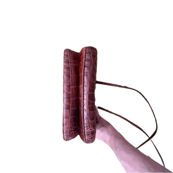 Vintage Italian Brown Crossbody/Shoulder Faux Alligator Embossed Bag - Picture 7 of 9